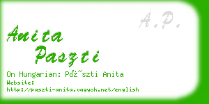 anita paszti business card